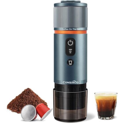 Cafetera Portátil CONQUECO 12V 80 ml Espresso Máquina Eléctrica